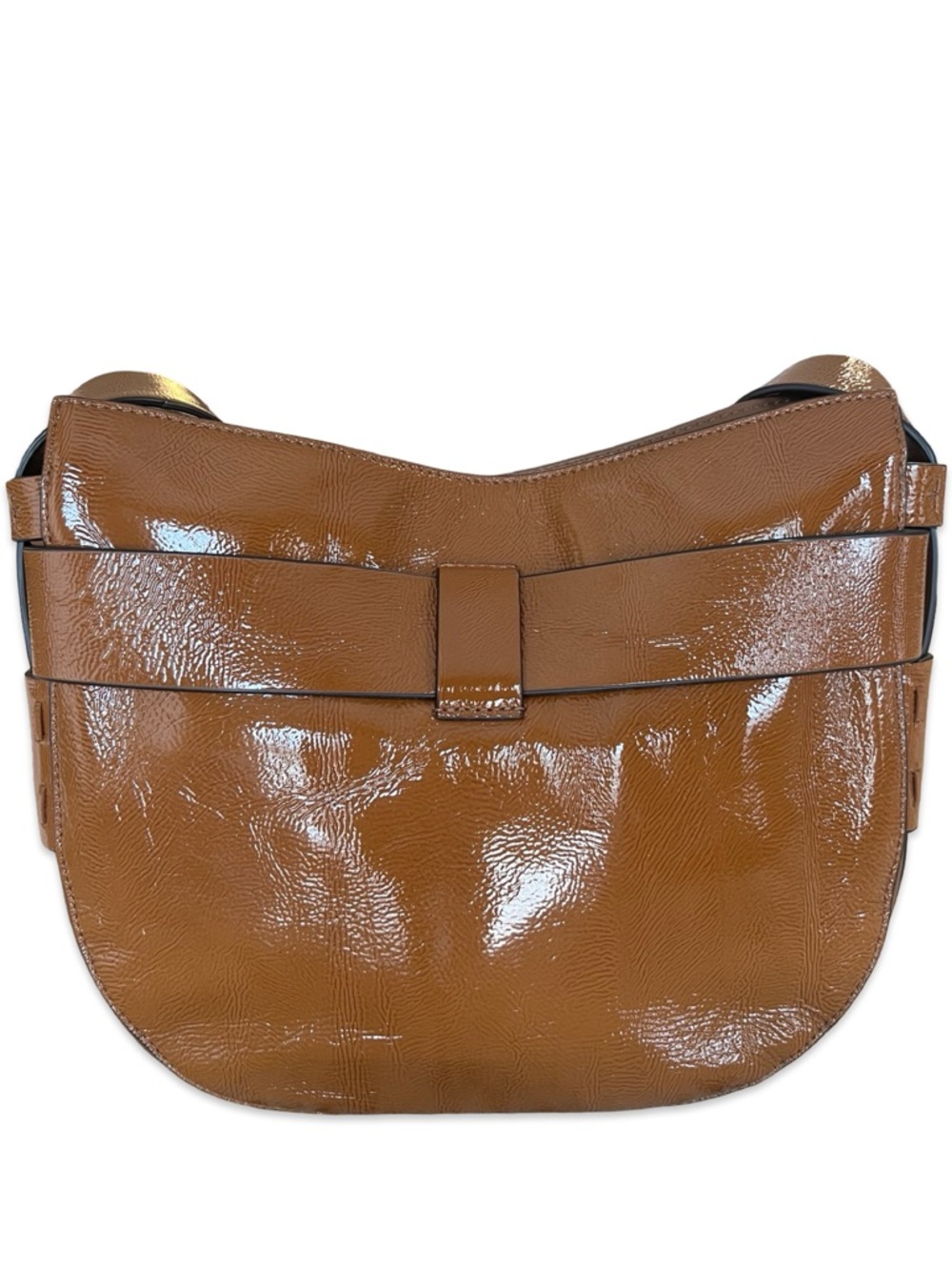 Tory Burch Gemini Link Patent Leather Cross Body in Umber NEW - Picture 3 of 14